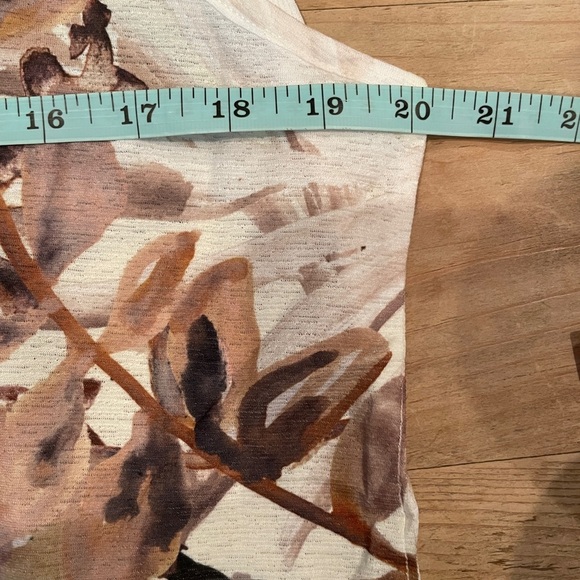 NWOT Impulse California abstract Brown peach sleeveless Blouse Career Capsule L - Picture 4 of 5